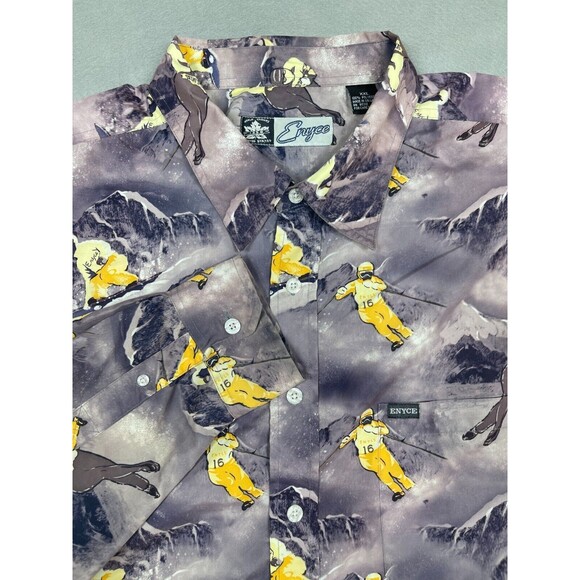 Enyce Shirt Men's 2XL Skiers All Over Print Button Up Long Sleeve Vintage 90's - Picture 5 of 9